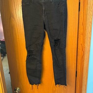 Old Navy Black Rockstar Super Skinny Ripped Jeans with Raw Hem